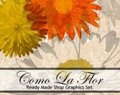 Custom Banners, Avatars, Business Card, Logo Label & More - Ready Made Shop Graphics Set, 9 Premade Files - COMO LA FLOR