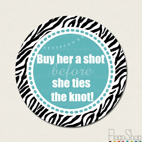 Bachelorette cupcake toppers Bridal party decoration favor tags Printable circles stickers zebra DIY silhouettes coctail personalized Il_170x135