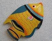 Vintage wooden yellow fish, Wood toy, Handmade, Woodworking, Home decor, Rustic,  Shabby chic, Toy, Game, Art, Something Old, My wealth