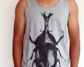 Insect Screenprinted Unisex Tank Top Men Shirt Sleeveless Gray Shirt Tunic Tank Tops Singlet Size S, M.
