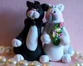 Handmade customized polymer clay cat couple, Wedding cake topper and keepsake