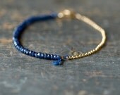 Blue Sapphire Gemstone Bracelet Precious Gem Gold Chain Delicate Handmade Jewelry