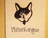 Mittentongue - A two-color 8x10 silkscreened kitty print by Breanne Boland