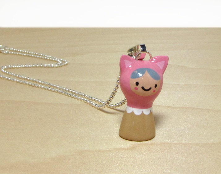 Pink Kitty Plini Doll Necklace