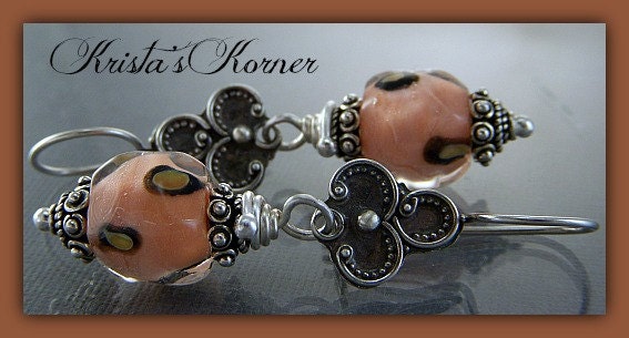 Wild Thing - Boro Lampwork & Balinese Sterling Silver Earrings