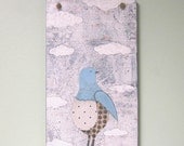 Folk Art Painting ,  Bird Painting Original , Animal Painting , Acrylic Painting , Mixed Media Collage Painting  , Whimsical Painting