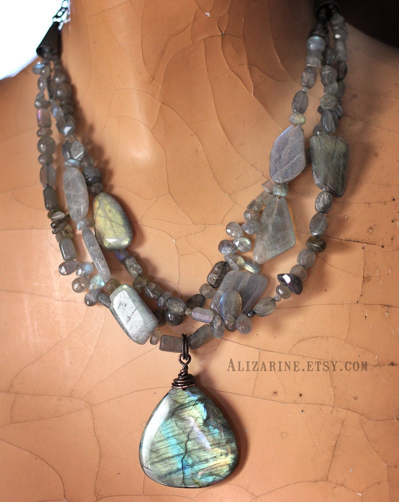 All of the Labradorite - statement necklace with labradorite and brass