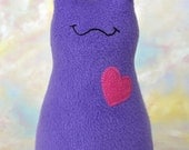 Handmade Slug, Stuffed Animal Plush Kids Baby Doll Art Toy, Hug Me Slug, Personalized Tag, Purple, Magenta Pink Fleece, 9 inch, Ready-made