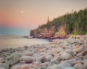 Maine Landscape Photograph, Fine Art Photo, Nature Wall Art, Beach Art, Nature Photography Print, 8x10 Art Print, Maine Art "Moonrise"
