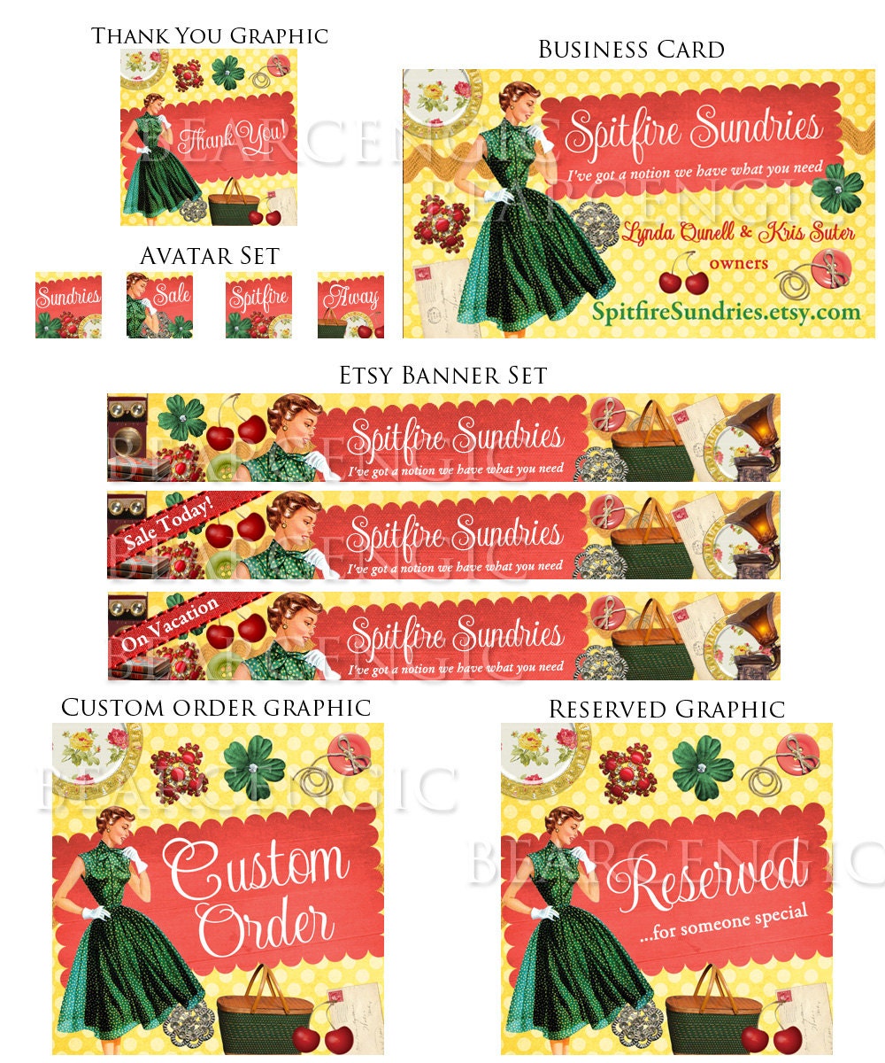 Complete Etsy Design Set with Banners, Business Card, Listing Images and more