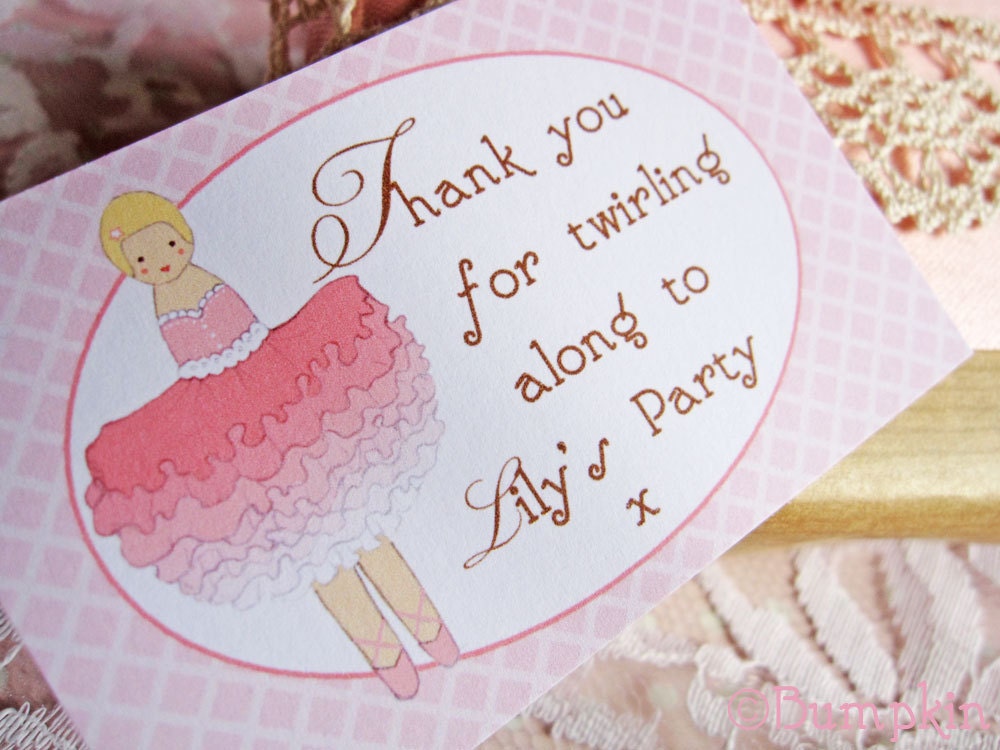 Ballerina Peg Doll Party - Personalised Thank You Gift Tags x 10