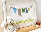 Personalised Little Boy's Washing Line Art Print