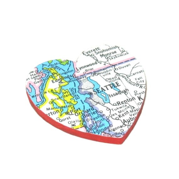 I Heart Seattle Jewelry Map Brooch Pacific Northwest Washington State