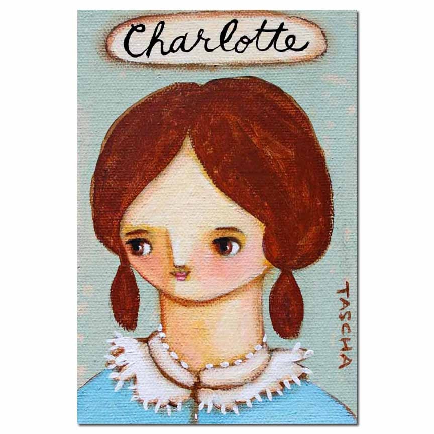 ORIGINAL acrylic painting on canvas Charlotte Bronte author series portrait painting by tascha