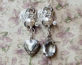 SALE Love Me Tender Rhinestone Locket Heart Earrings