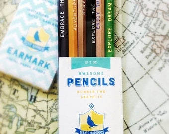 Pencil Mix Up, Choose your own set of 6 MANY unique colors and sayings Great Gift under 10 bucks
