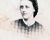 Vintage photo CDV Lady w Braid Crown cameo JC Spooner Eagle graphic SPringfield MA