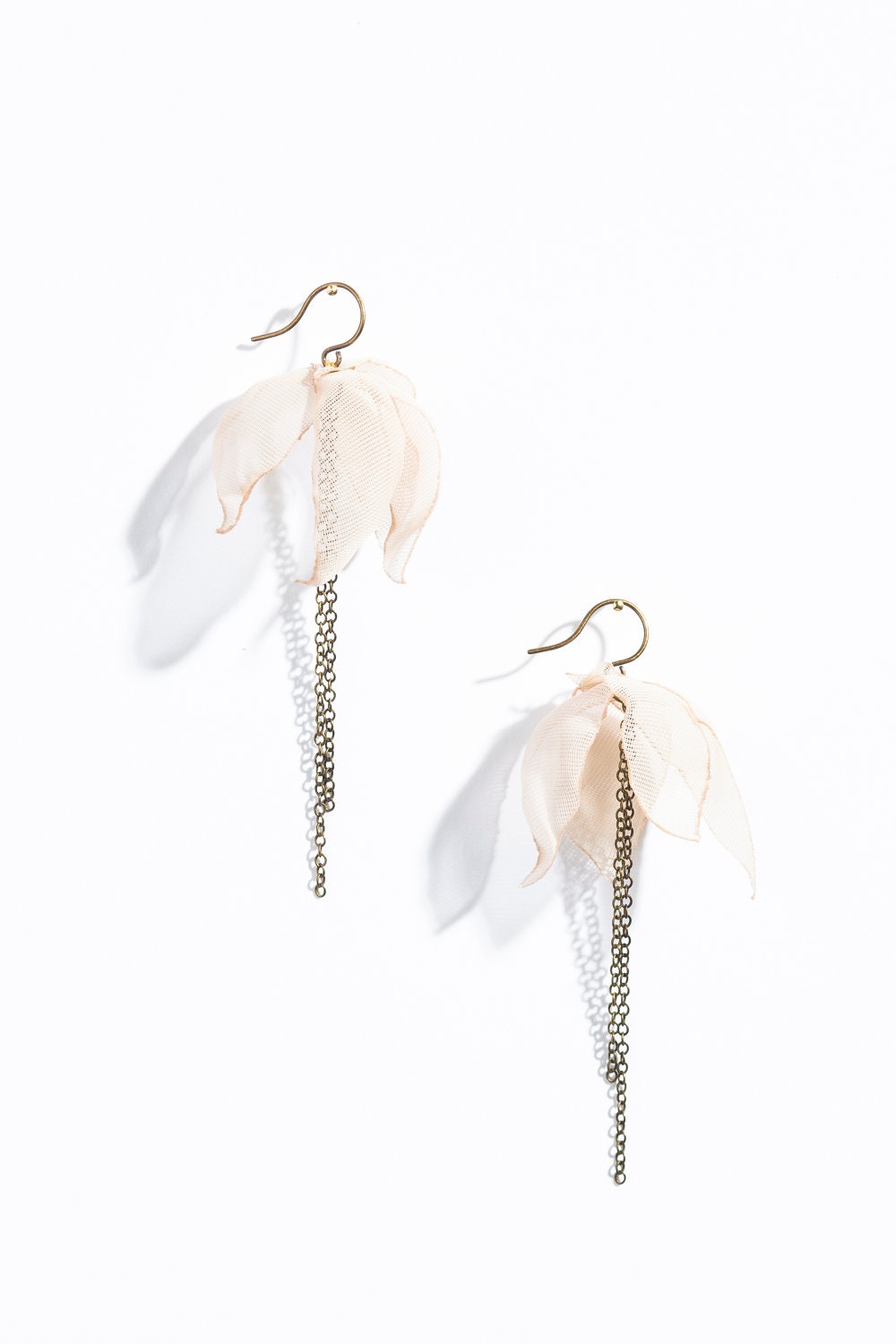 Delicate ivory hanging flower earrings