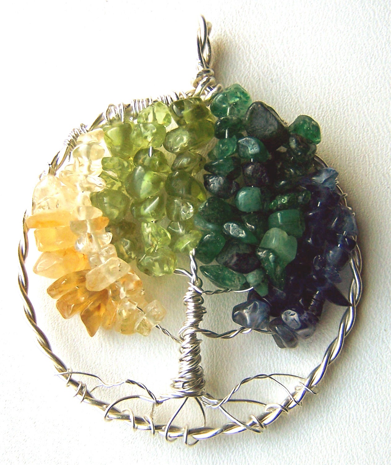 Birthstone Necklace - Family Tree pendant - Personalized gift for Great Grandmother, Mother - mandalarain - birthstone jewelry