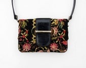 vintage TAPESTRY bag / 1960s floral NEEDLEPOINT carpet bag