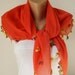 Orange red, carrot red , Flower  Cotton with Handmade Turkish OYA Spring Scarf
