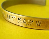 Personalized Latitude and Longitude Cuff Bracelet in aluminum, copper, or brass - Personalized Bracelet