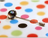 Silver Tie Pin - Rainbow Hologram Mirror Bubble - Hat Pin - Mens Accessories