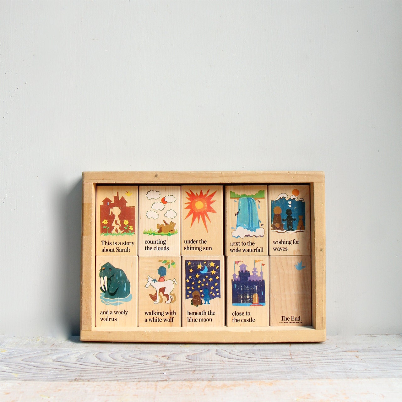 Vintage Story Board Block Set / Wood Toy, Wood Blocks,Natural Nursery, Waldorf, Montessori
