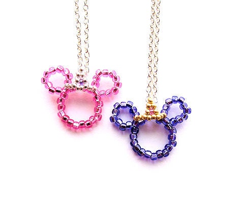 Princess Minnie Mouse Inspired Beaded Crown Necklace