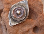 Big Riveted Eye Ring With Etched Nickel and Vintage Coins