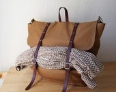The Rucksack / Backpack in Cinnamon Brown Cotton Canvas and Leather