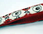 1 inch Red Cotton Webbing with Red, White and Black Lined Poppy Fabric