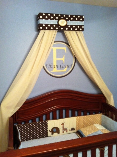 Prince Boy CRIB Nursery Crown BED Canopy Padded Embroiderd Monogram canopy SALE
