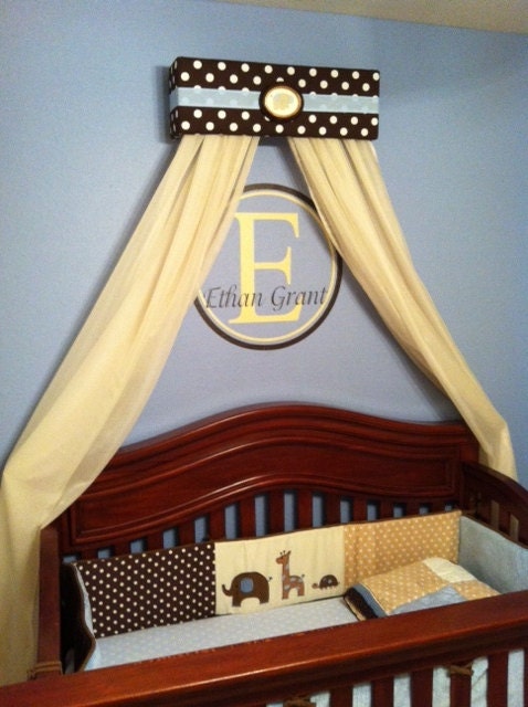 ... Boy CRIB Nursery Crown BED Canopy Padded Embroiderd Monogram canopy