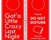 Red Wedding, Bachelor, Bachelorette, Guest Door Hanger - Custom Made to order. DO NOT DISTURB.