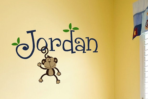 Personalized Monkey Monogram Kids name Vinyl Wall Decal Sticker