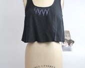 Vintage Cropped Black Beaded Tank / s