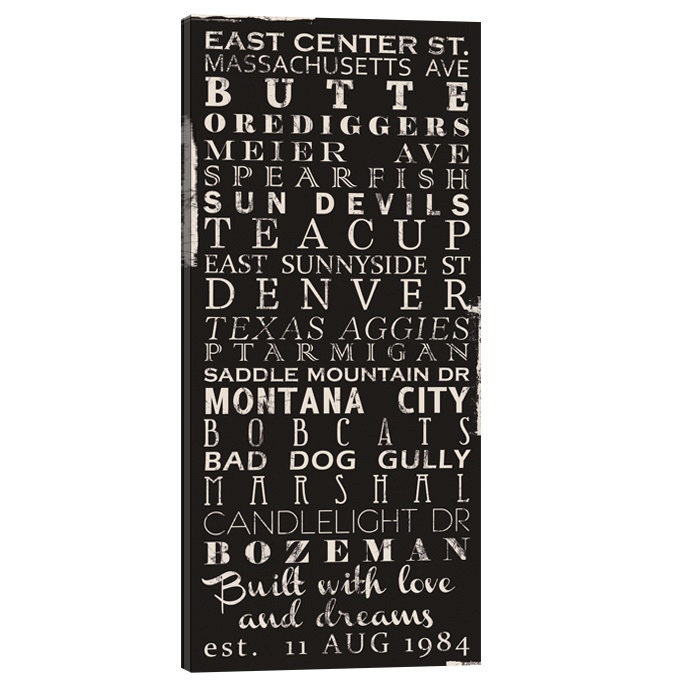 CUSTOM Wedding Sign Subway Bus Scroll, Subway Art, Tram Scroll, Destination Roll - Distressed Quality Canvas 30X60 inch Ready to Hang