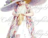 Vintage Dress up girl LARGE format digital download Buy 3 get one FREE single mage ECS