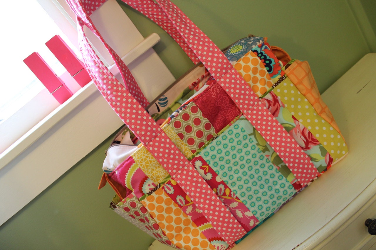 Baby Girl Girly Pink Patchwork Diaper Bag Nappy Tote: Custom made to order