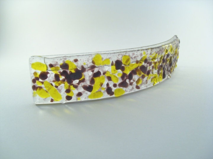 Photo Holder Purple & Yellow Fused Glass