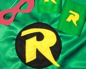 Robin Super Hero Costume 3 piece Set- Cape, wristbands and mask