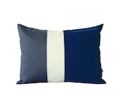 Navy Blue and Gray Striped Colorblock Pillow Cover  - Home Decor by JillianReneDecor Color Block Stripe Trio Gift for Him Under 55