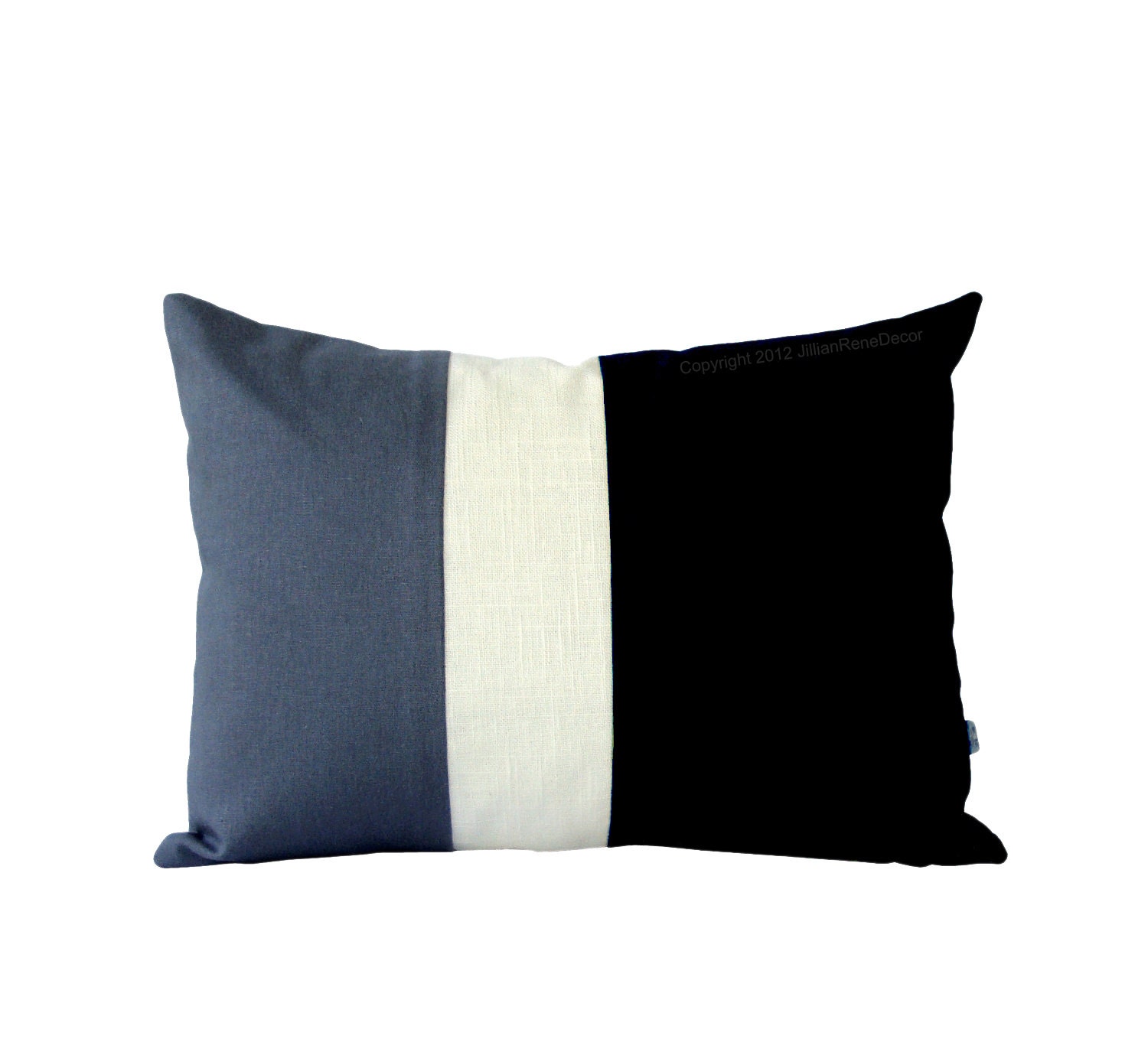Color-block Striped Pillow Black, Cream and Charcoal Gray Linen by JillianReneDecor (12x16) Modern Home Decor Minimal
