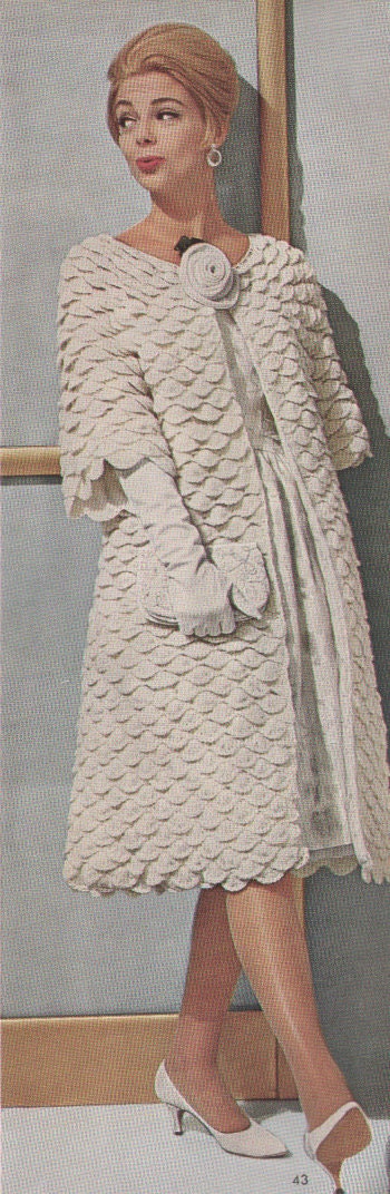 Vintage 1960s Crochet Shell Evening Coat Pattern PDF 6513