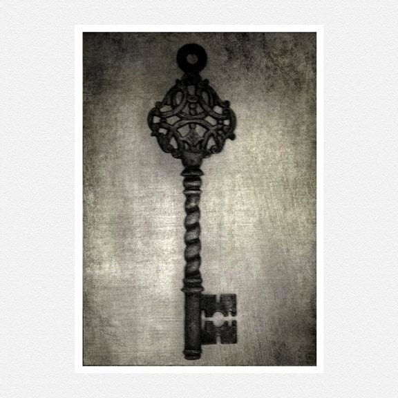 Home Decor, The Skeleton Key, black, gray, key, fine art photography print 8x12