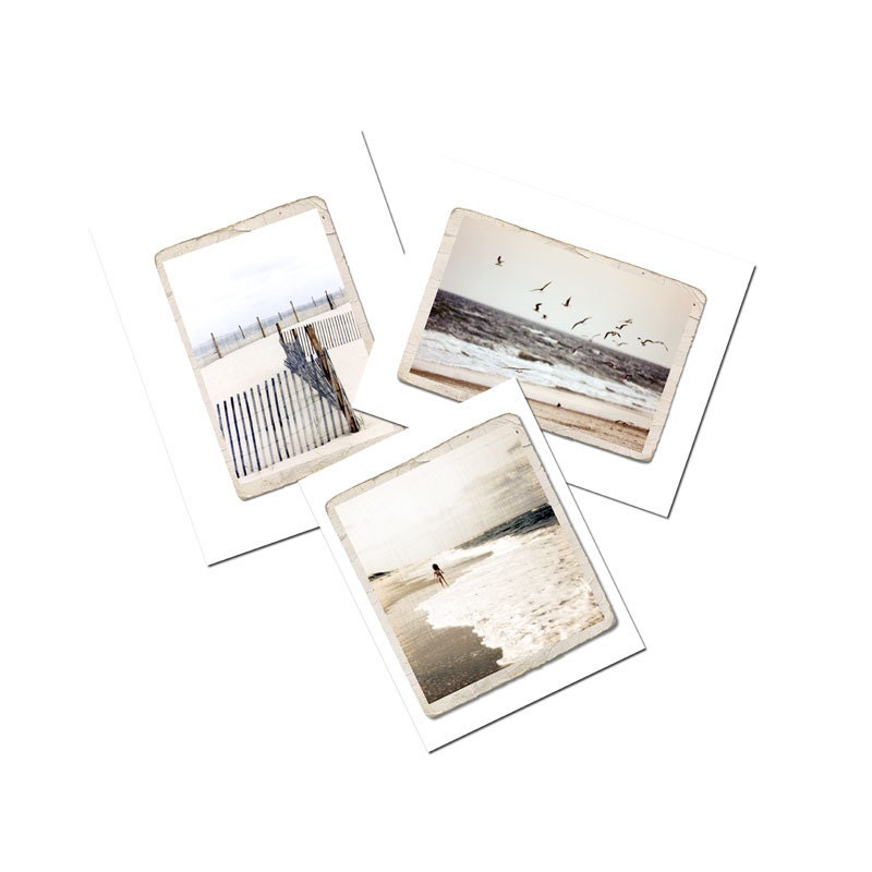 Summer Beach Ocean Photograph Print Set  -5 x 7 Landscape Cottage Decor Sea Fine Art Photo