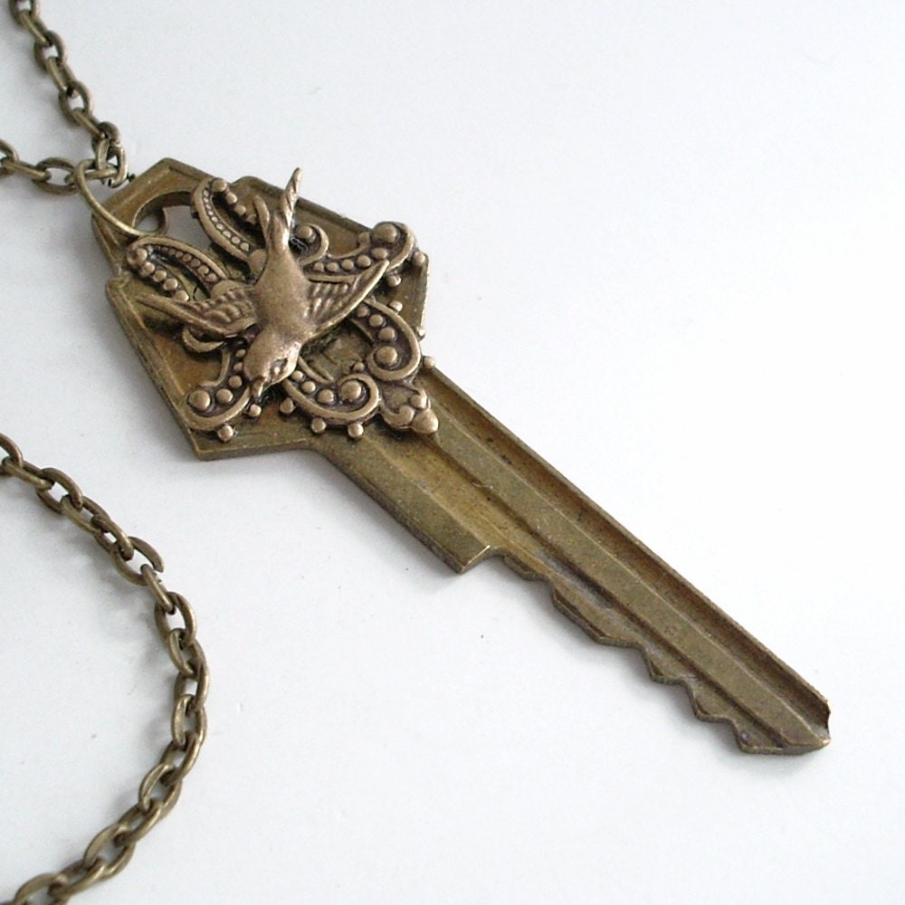 Recycled Key Pendant - Key Necklace - Key Jewelry - Key to Happiness