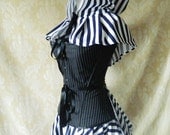 Black and White Stripe Mini Cloak/Cape
