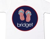 Personalized childrens 4th of July patriotic flip flops Tshirt